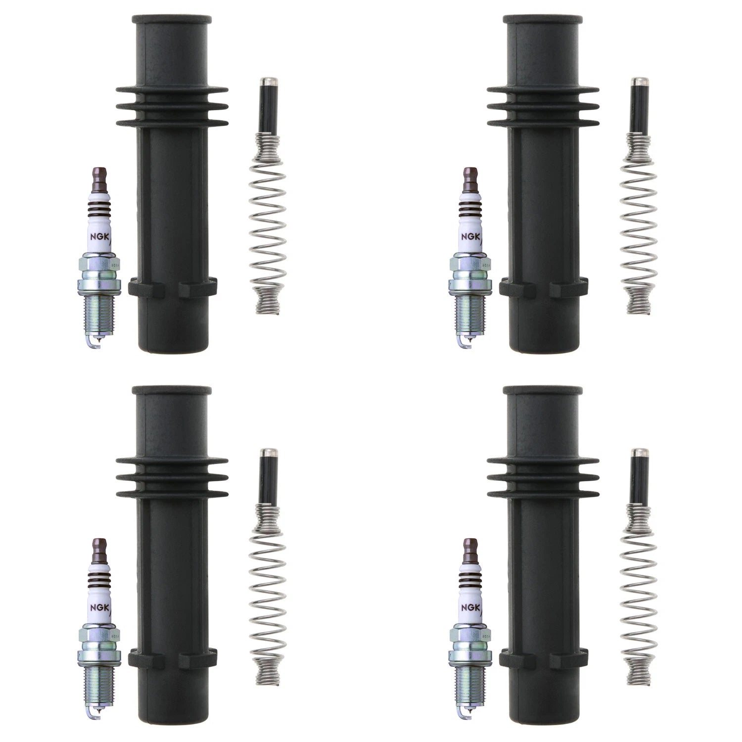 Set of 4 NGK Iridium IX Spark Plugs & Coil Boots for Cruze Encore Sonic Trax (2011–2019)