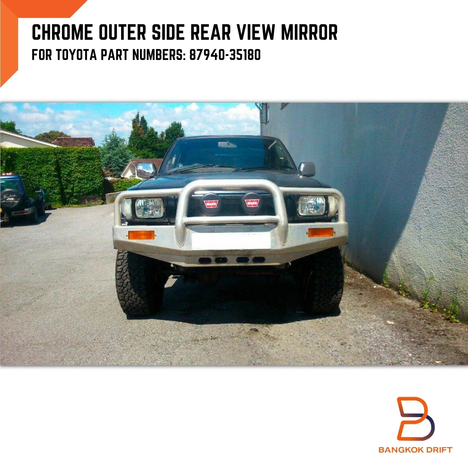LH Chrome Wing Side Mirror for Toyota Hilux Ute 88-96