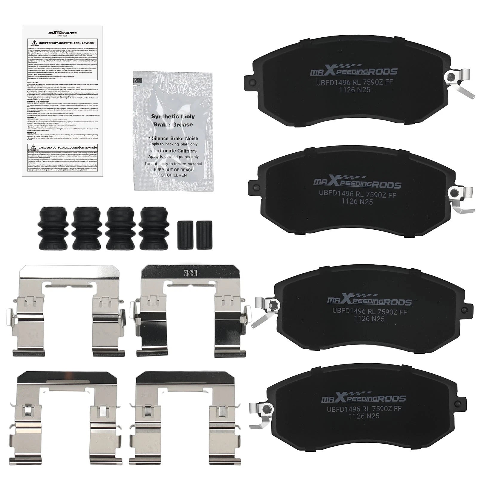 Set of 4 Front Ceramic Brake Pads for Subaru Crosstrek (2016–2017), Toyota 86 (2017–2020)