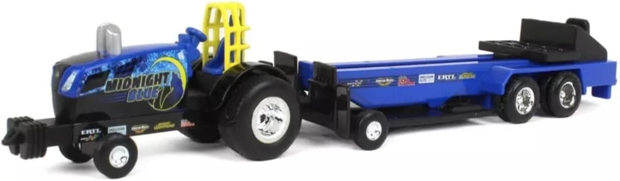 1/64 New Holland Midnight Blue Pulling Tractor with Sled - 37940