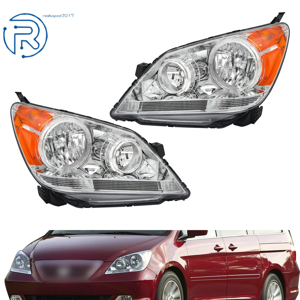 Pair Halogen Chrome Housing Amber Corner Headlights for Honda Odyssey (2005–2010)