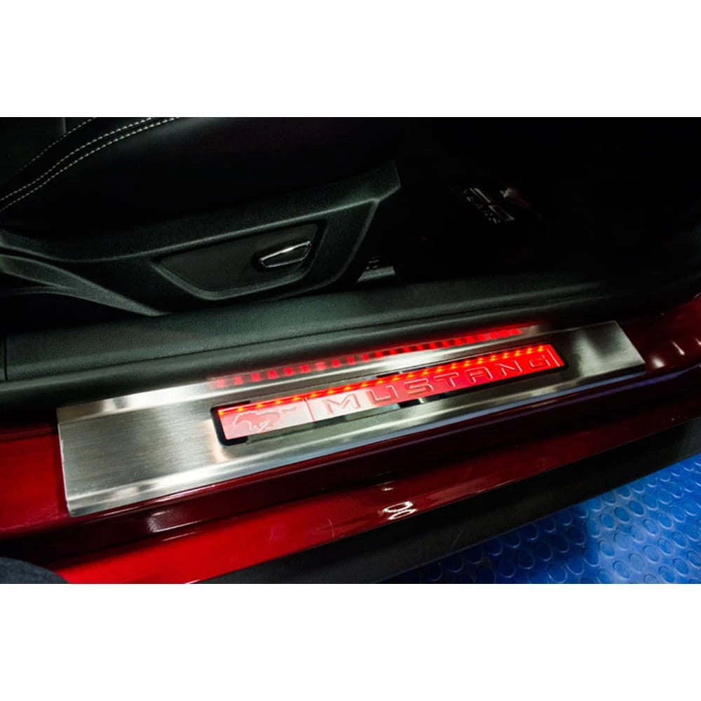 Door Sill Trim Kit with Green LED for Ford Mustang (2015–2017)