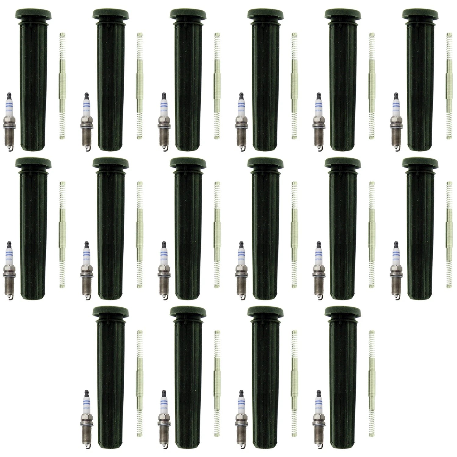 Set of 16 Bosch Iridium Spark Plugs & NGK Coil Boots for Charger 6.2L V8