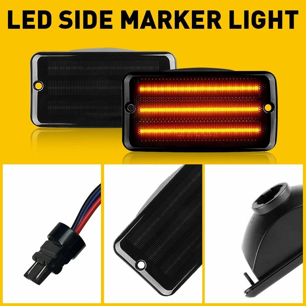 2X Smoke Amber LED Bumper Signal Light for Jeep Wrangler TJ (1997–2006)
