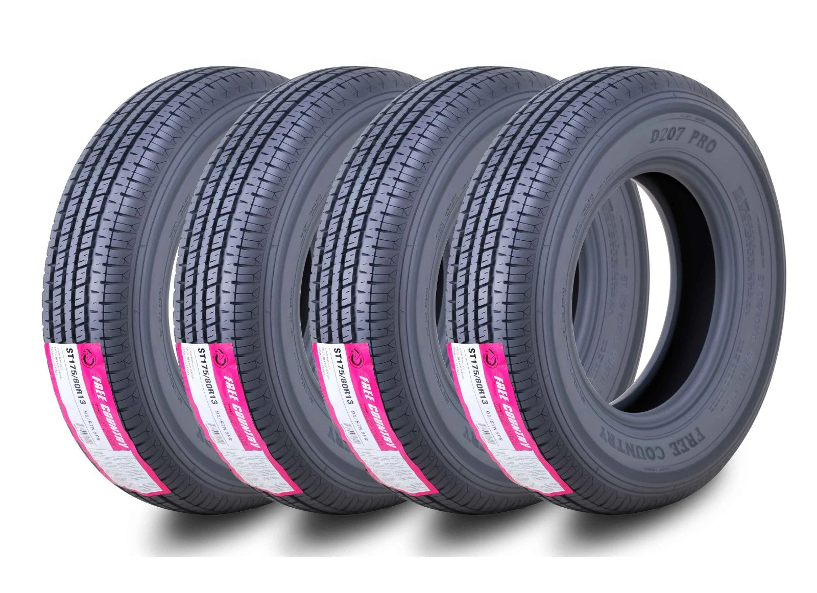 Set of 4 Trailer Tires ST175/80R13 6 Ply Radial Steel Belted
