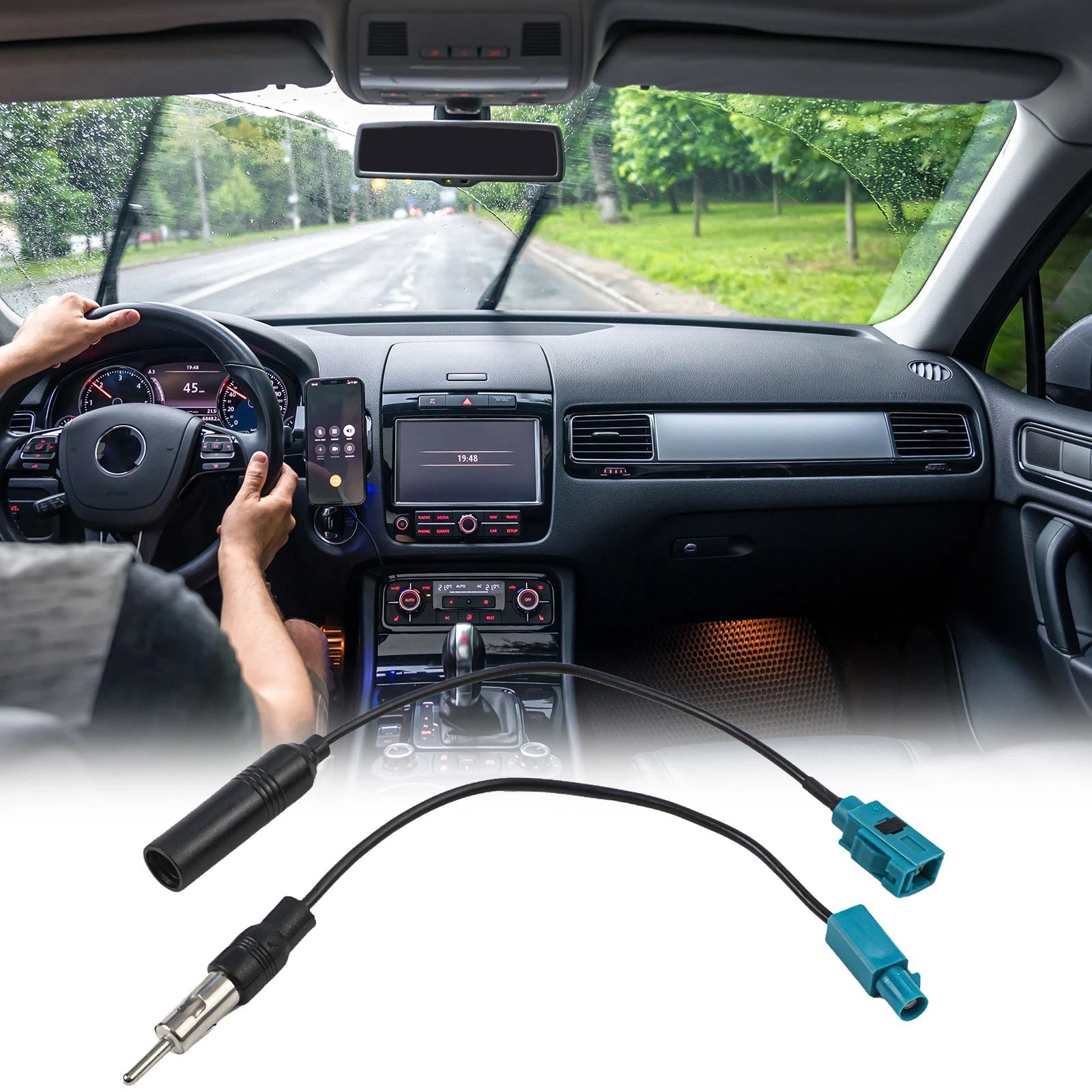 2X FM AM Radio Adapter Cable for Car (Fakra Z to DIN, 15cm)