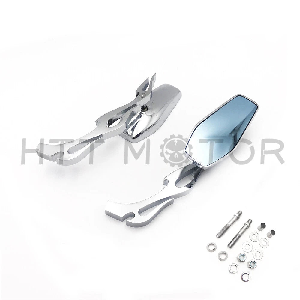 Chrome Tapered Teardrop Rearview Short Stem Mirrors for Harley Motorcycle