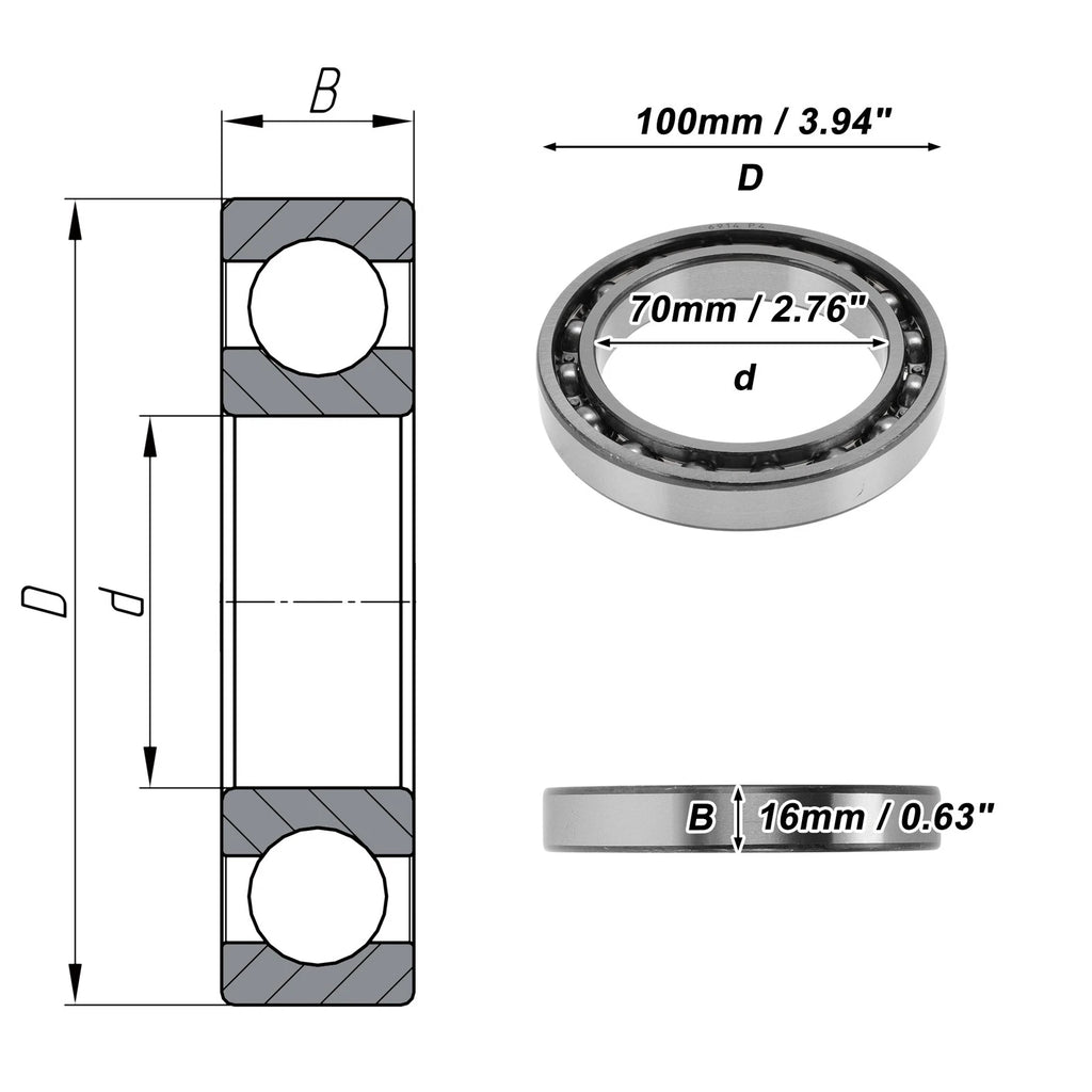 Deep Groove Ball Bearing 70x100x16mm for Automotive (6914)