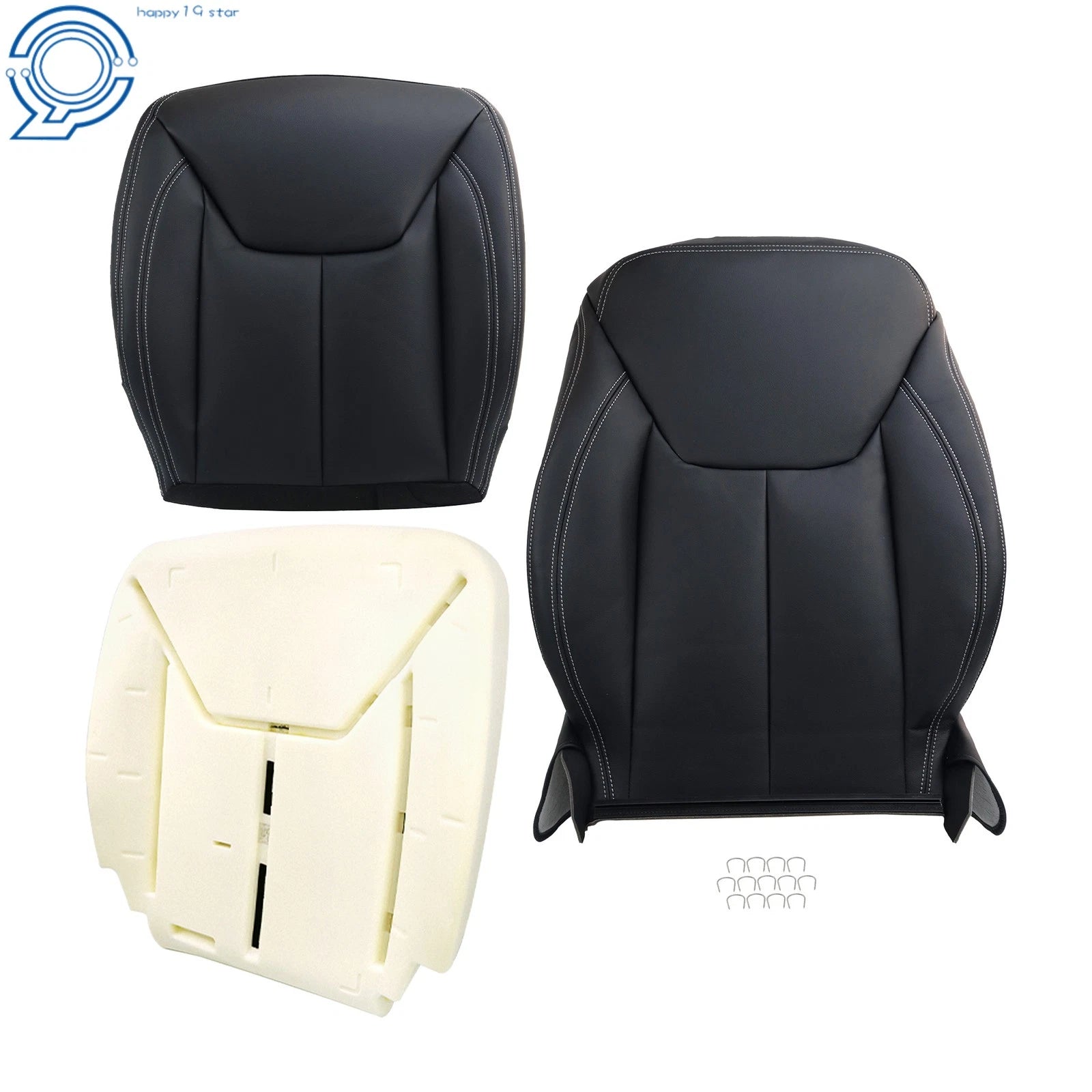 Front Driver Seat Cover & Foam Pad for Jeep Wrangler (2013–2017) Black Faux Leather