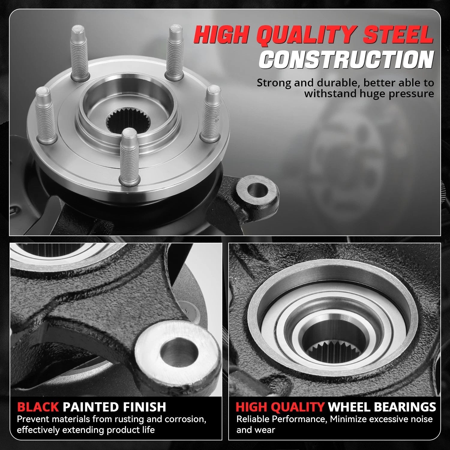 Front Driver Side Knuckle & Wheel Hub Bearing for Ford Escape 2001–2012