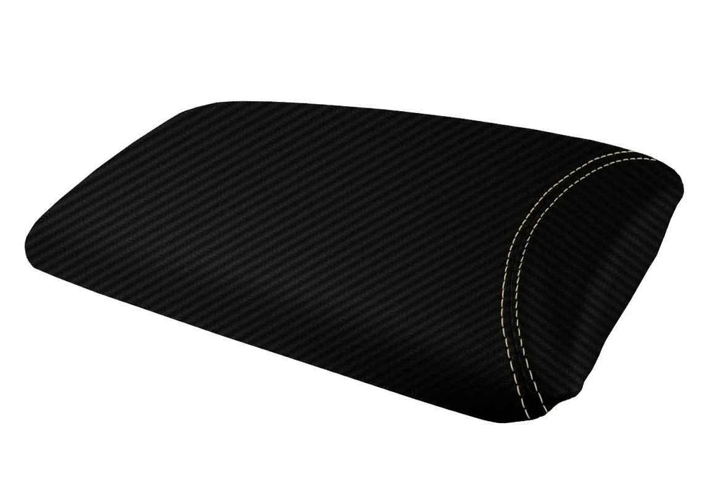 Console Lid Armrest Cover for Lexus LS460 (2007–2016) Carbon Fiber Beige Stitch