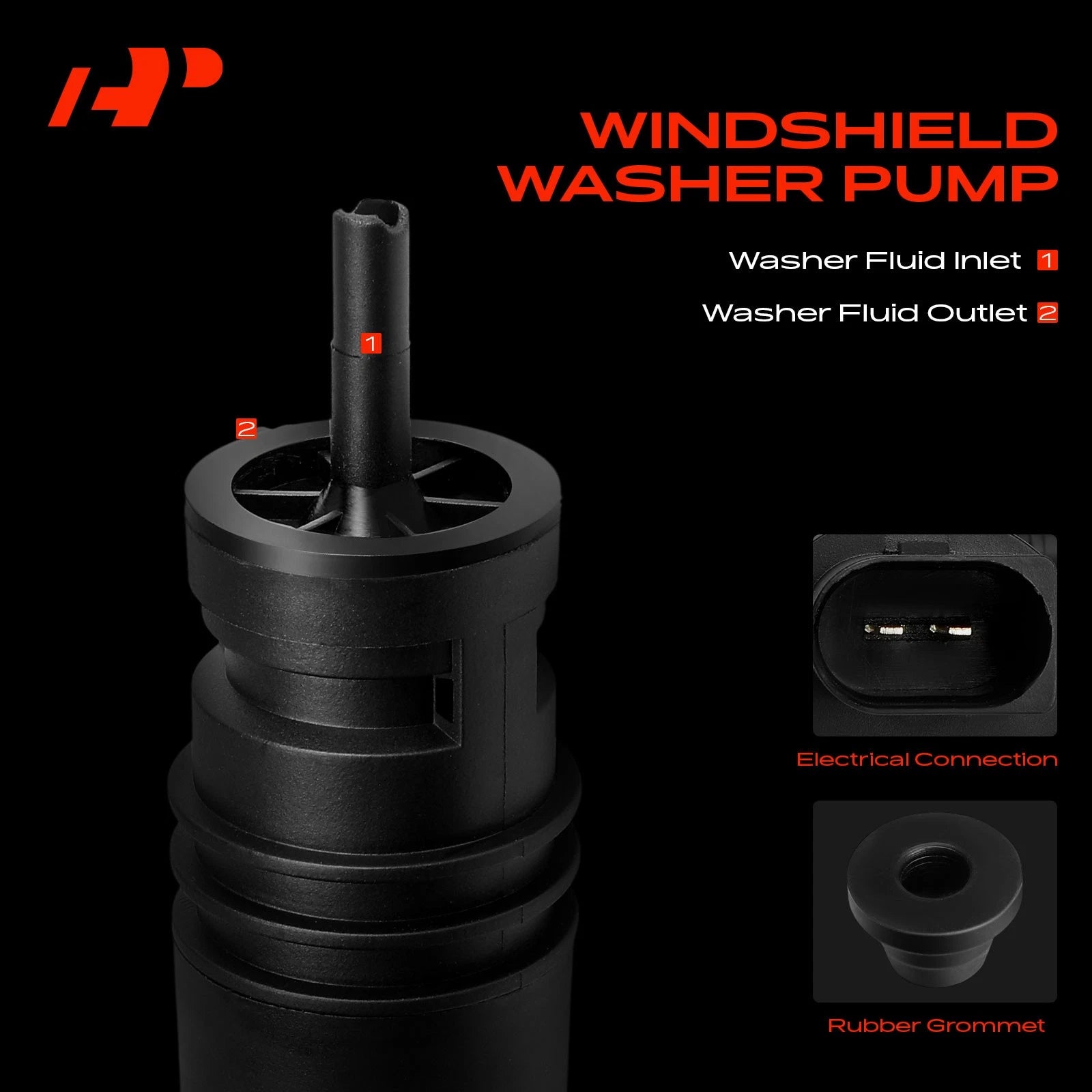 Windshield Washer Pump with Rubber Grommet for Chevy Silverado