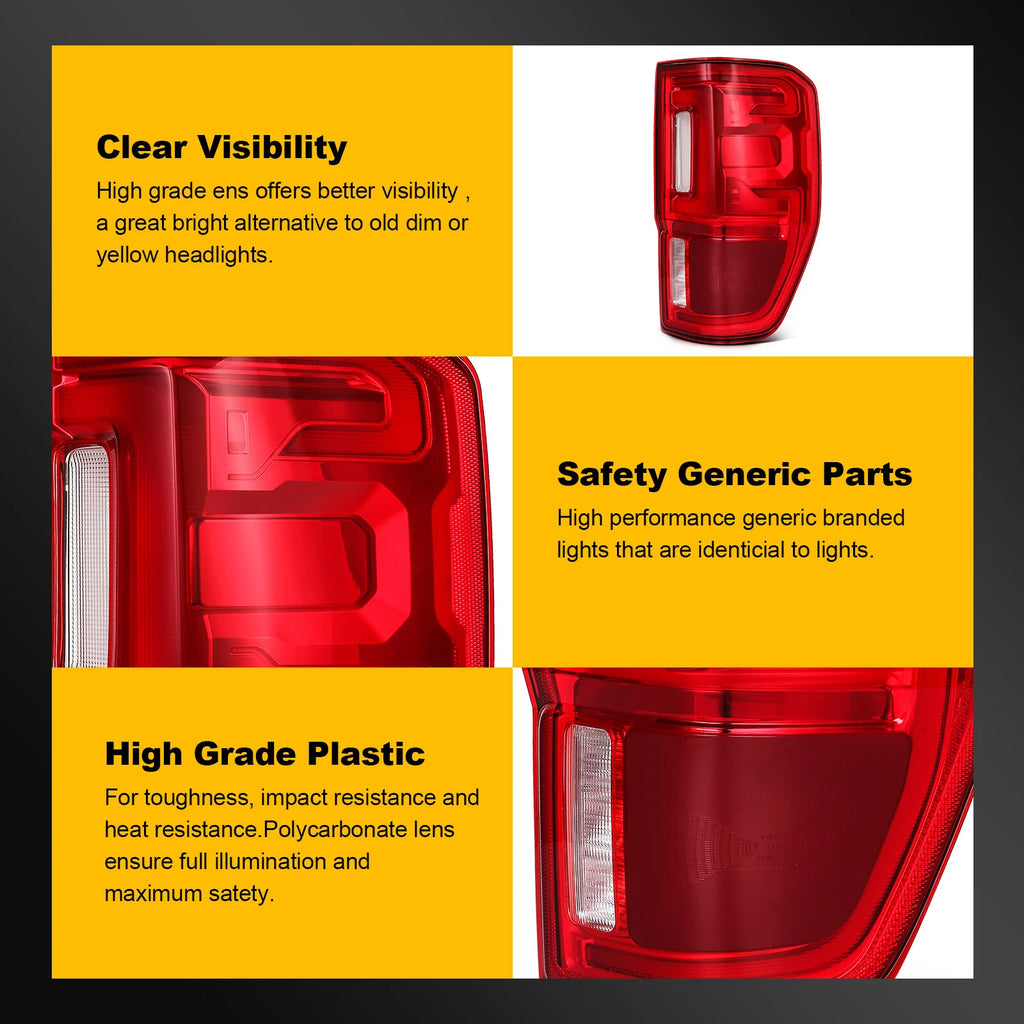 2Pcs Full LED Tail Light Assembly with Blind Spot for Ford Ranger (2019–2023)