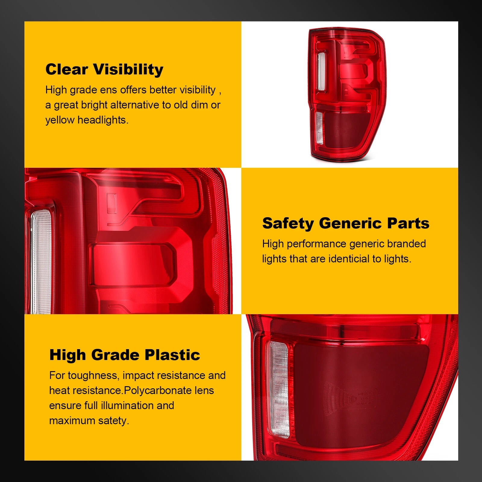 2Pcs Full LED Tail Light Assembly with Blind Spot for Ford Ranger (2019–2023)