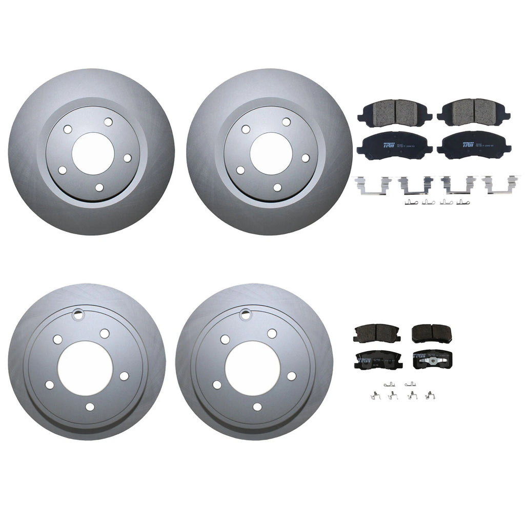 Front and Rear Brake Kit Disc Rotors & TRW Pro Ceramic Pads for Dodge Jeep