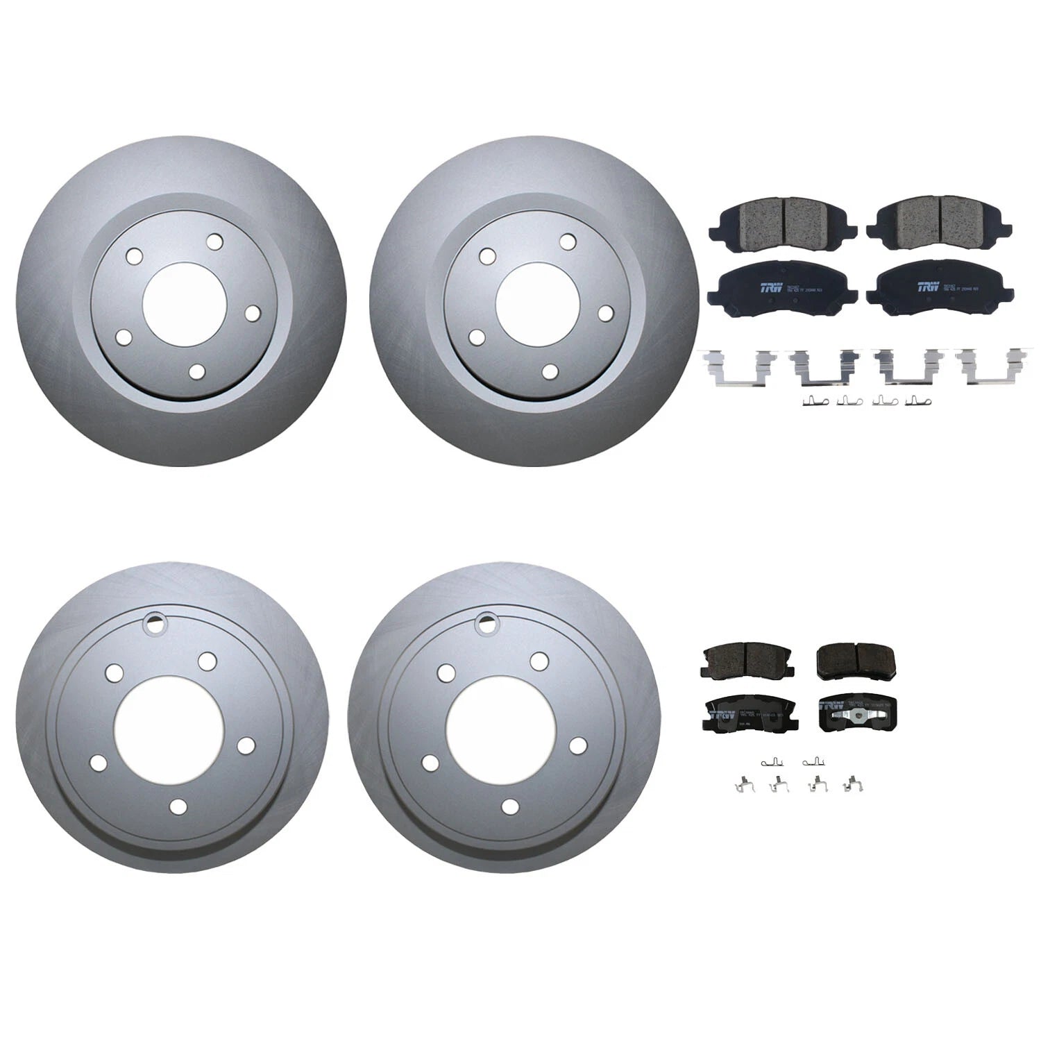 Front and Rear Brake Kit Disc Rotors & TRW Pro Ceramic Pads for Dodge Jeep