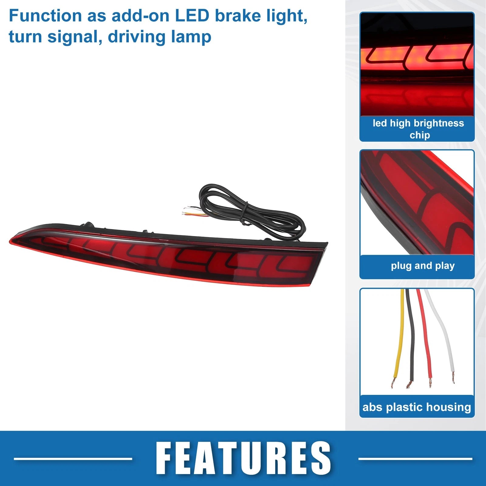 1 Pair Rear Bumper Reflector for Hyundai Accent (2010–2017) Red Amber