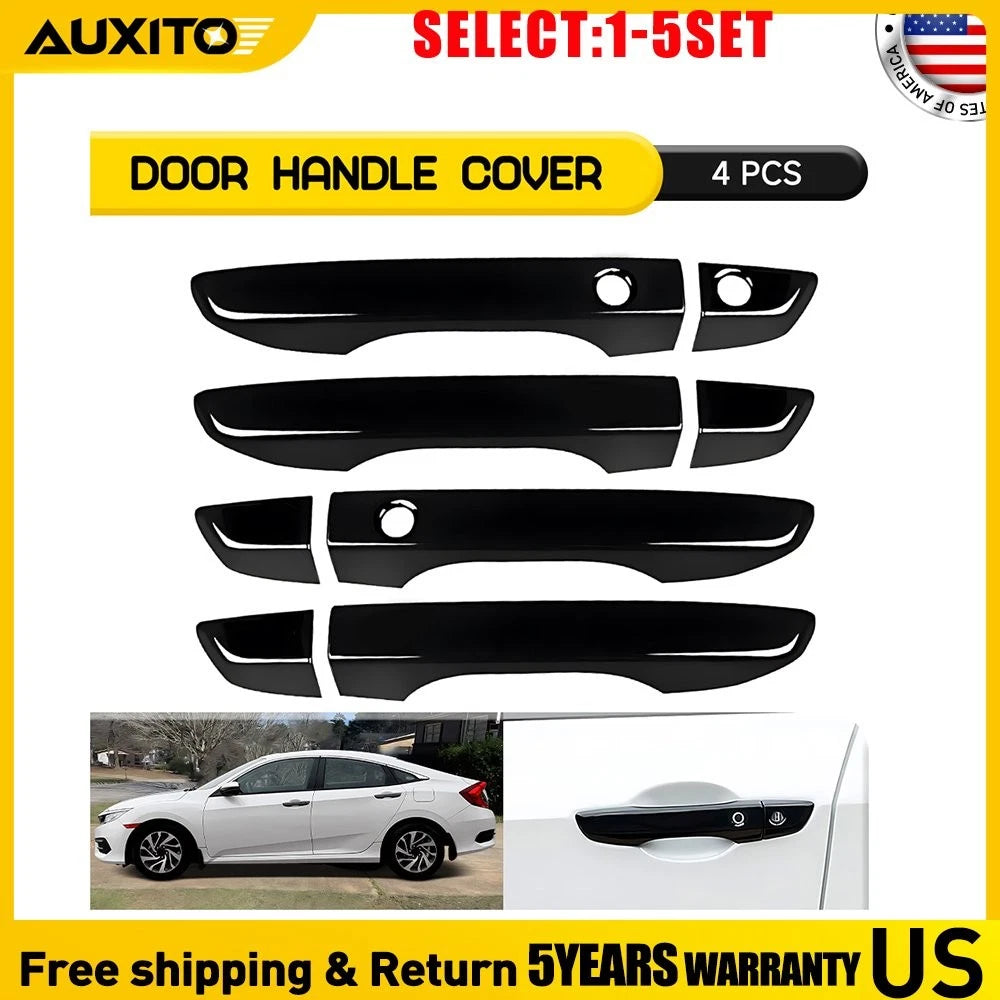 Set of 4 Gloss Black Door Handle Covers for Honda Civic (2016–2021)
