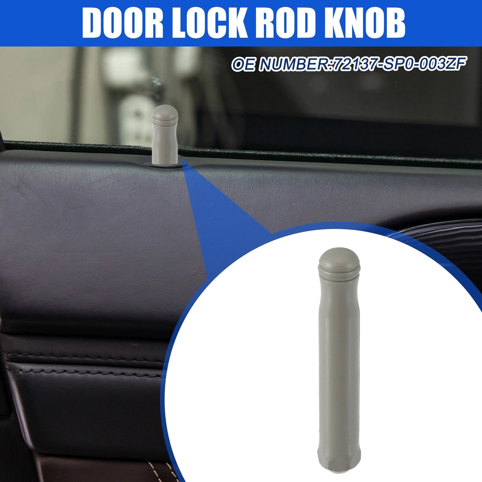 Auto Door Lock Rod Knob Gray for Honda Civic (1996–2000) No.72137-SP0-003ZF