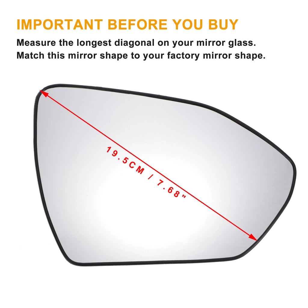 Right Side White Mirror Glass W/Back for Hyundai Tucson (2022–2024)