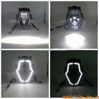 LED Headlight Assembly D-Shaped Projector Lenses for Adventure Motorcycle