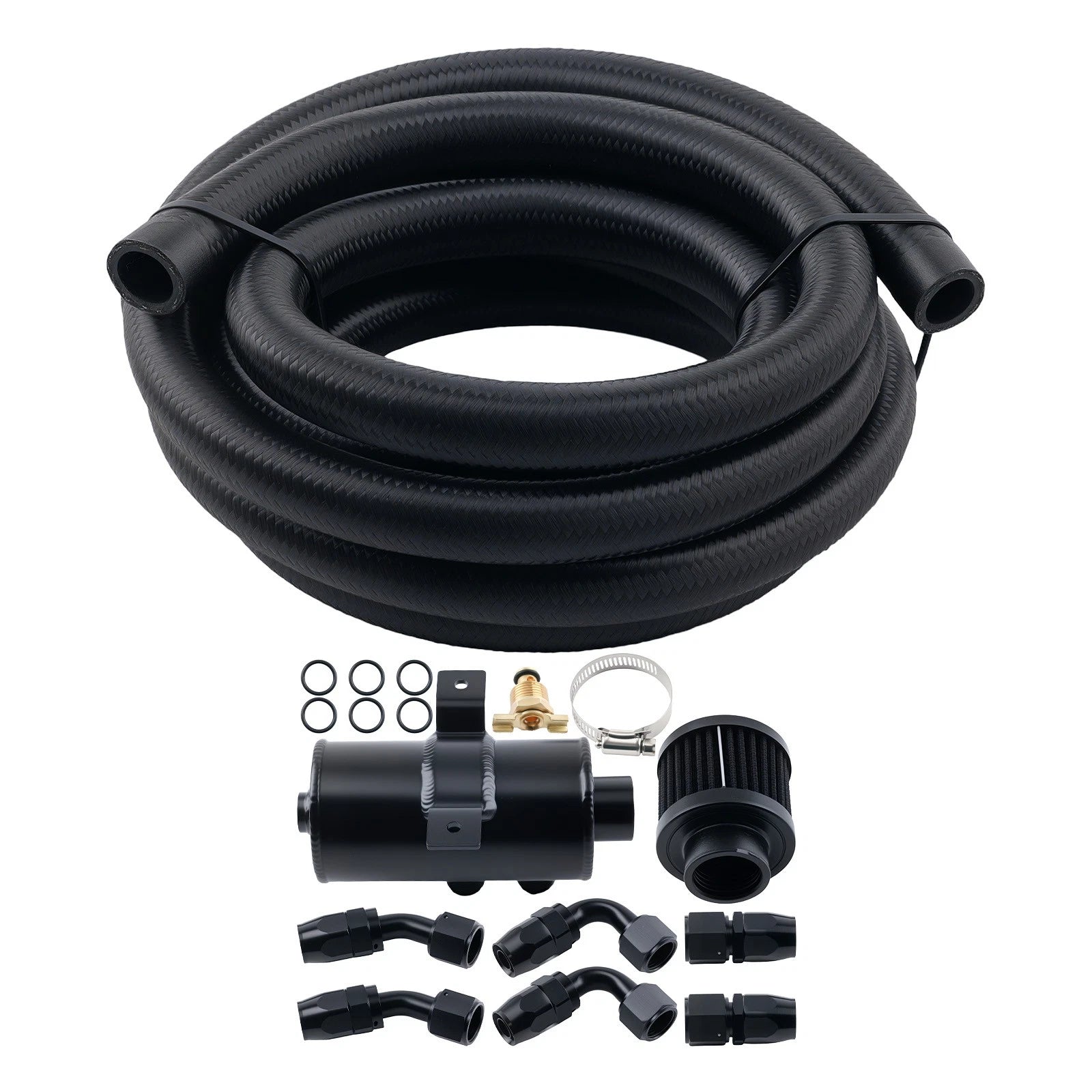 Baffled 0.75L Motor Oil Catch Can AN10 with 3M Hose Fittings Kit