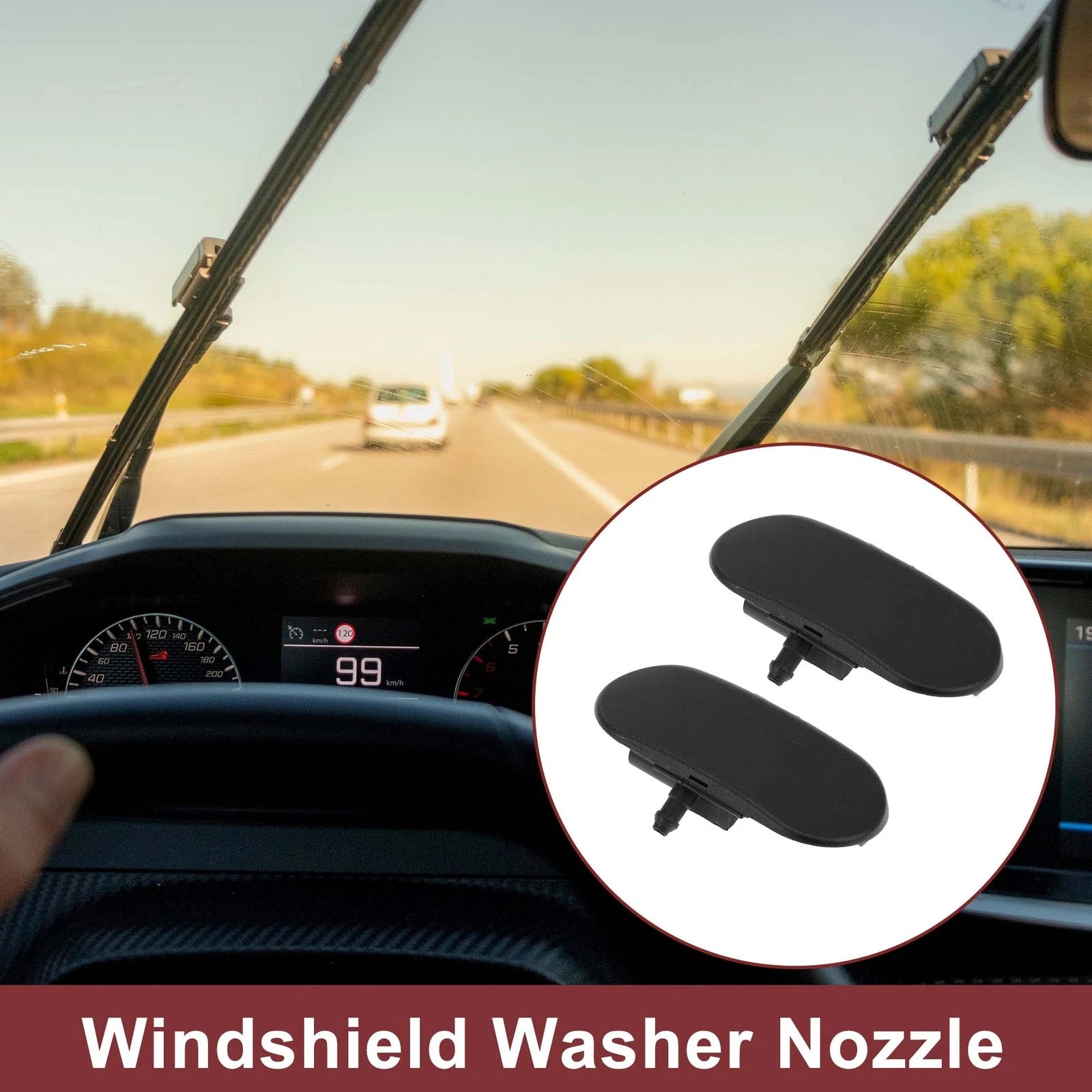 Set of 2 Front Windshield Washer Nozzles for Audi A4 S4 (No. 8E0955988B) Black