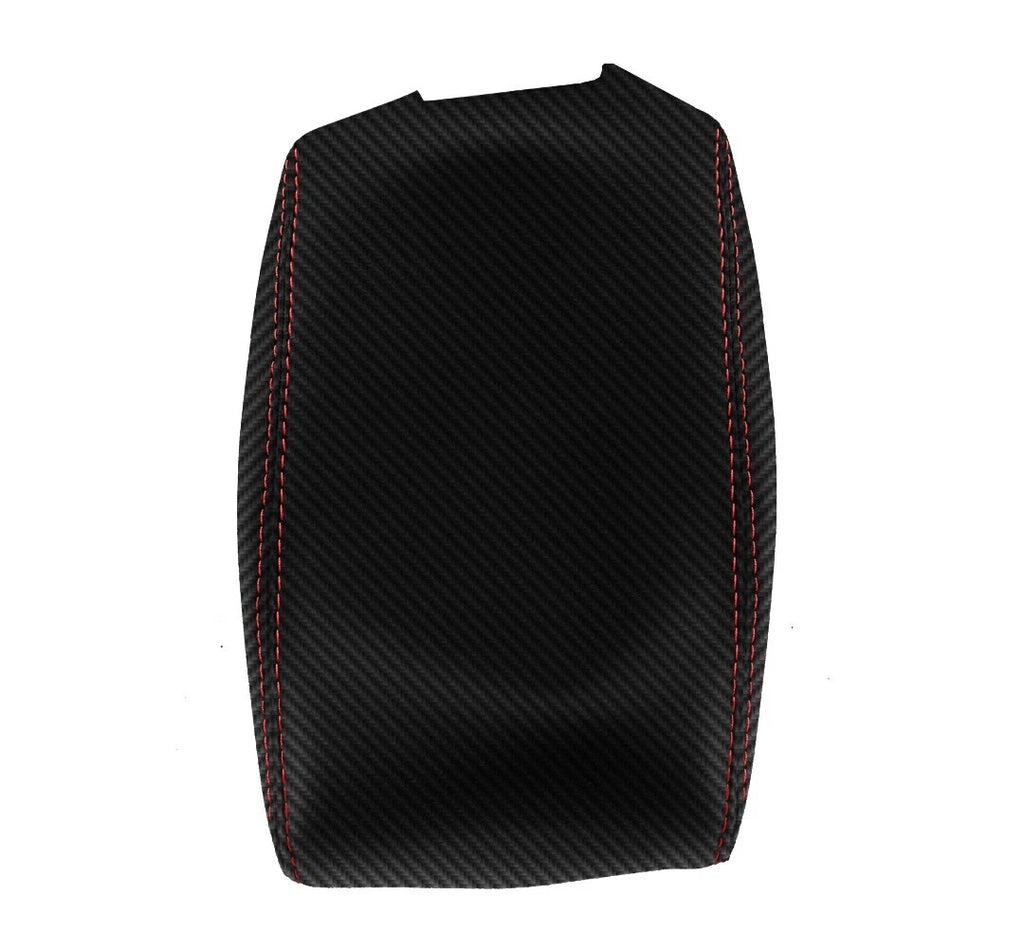 Console Armrest Cover for Jeep Wrangler (2011–2017) Carbon Fiber Red Stitch