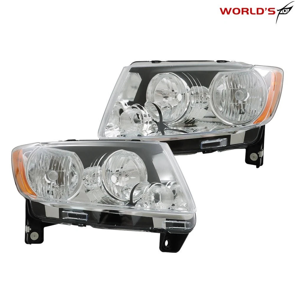 Set of 2 Halogen Headlights for Jeep Grand Cherokee, Compass (2011–2017)