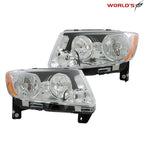 Set of 2 Halogen Headlights for Jeep Grand Cherokee, Compass (2011–2017)