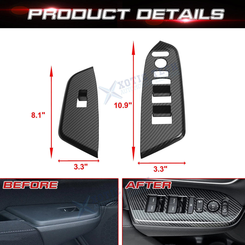 Carbon Fiber Black Inner Window Switch Panel Trim for Honda CR-V (2017-2022)