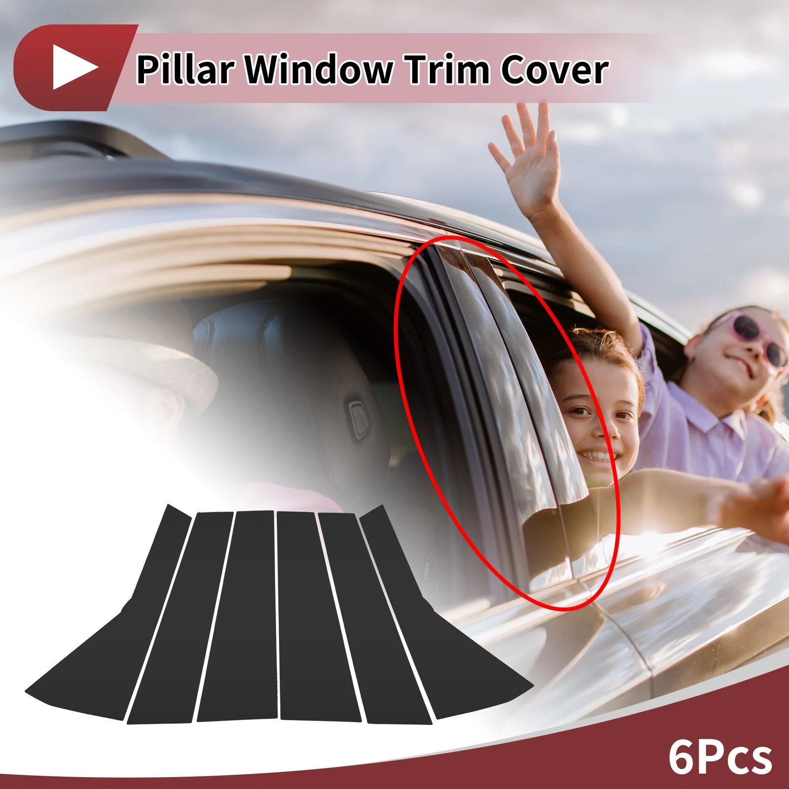 Door Pillar Window Trim for Ford Bronco Sport (2021–2023) Black