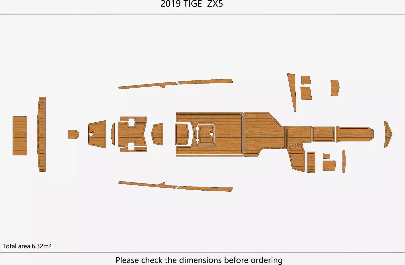 EVA Foam Teak Deck Flooring Mat for Tige ZX5 (2019)