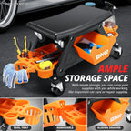 Rolling Mechanic Stool with Tool Tray for Automotive Work (25.5" x 13" x 12")