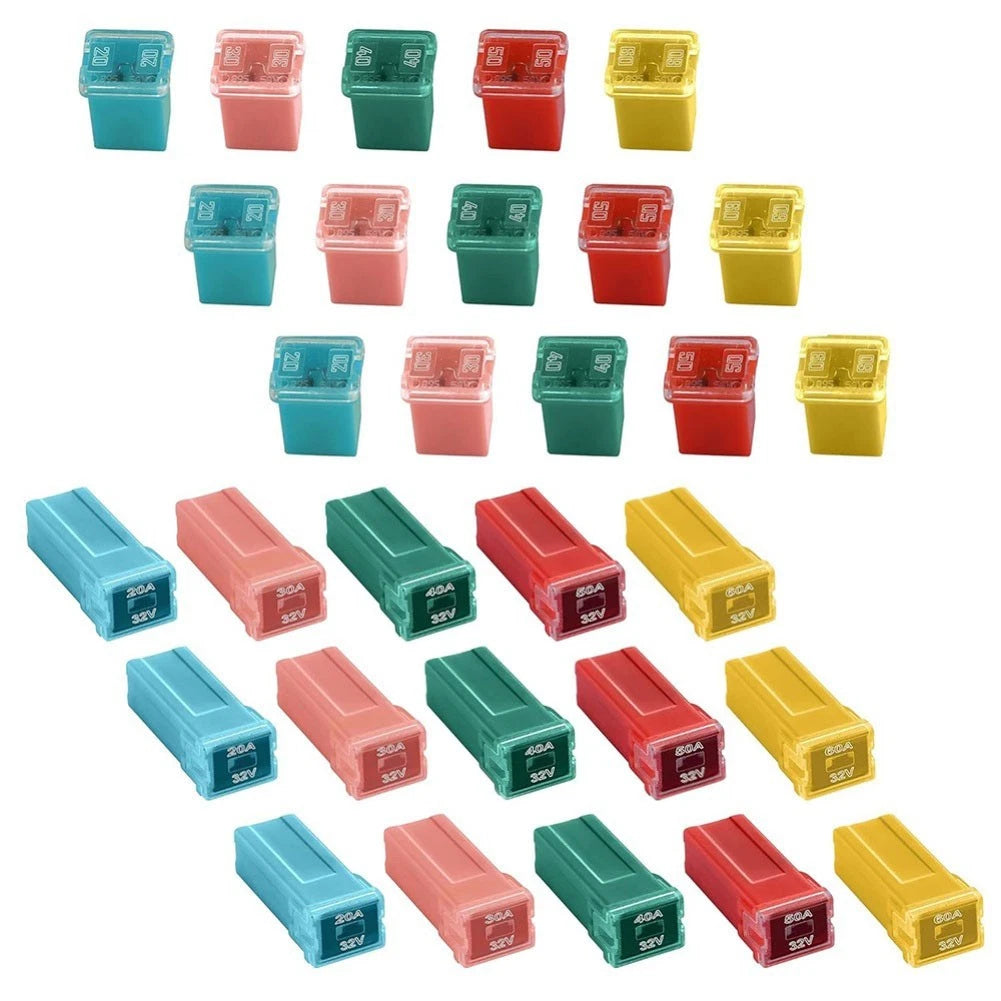 30PC Car Fuse Set 20A 60A Assorted Cartridge Fuses for Vehicle