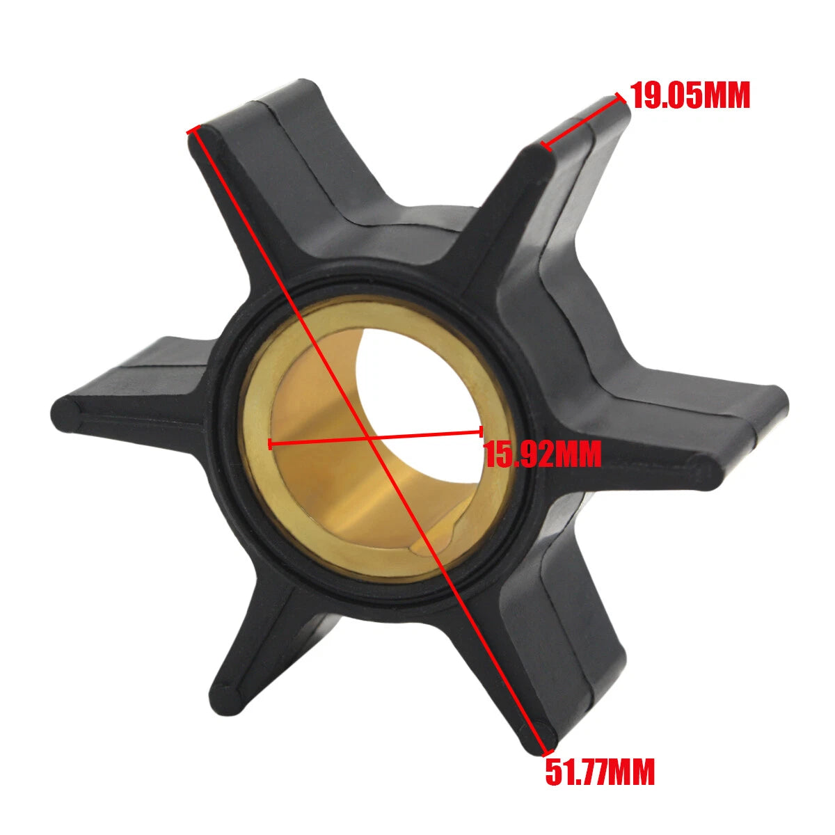 Water Pump Impeller for Mercury 20 25 28 30 35HP (388702, 47-89982, 47-65958)