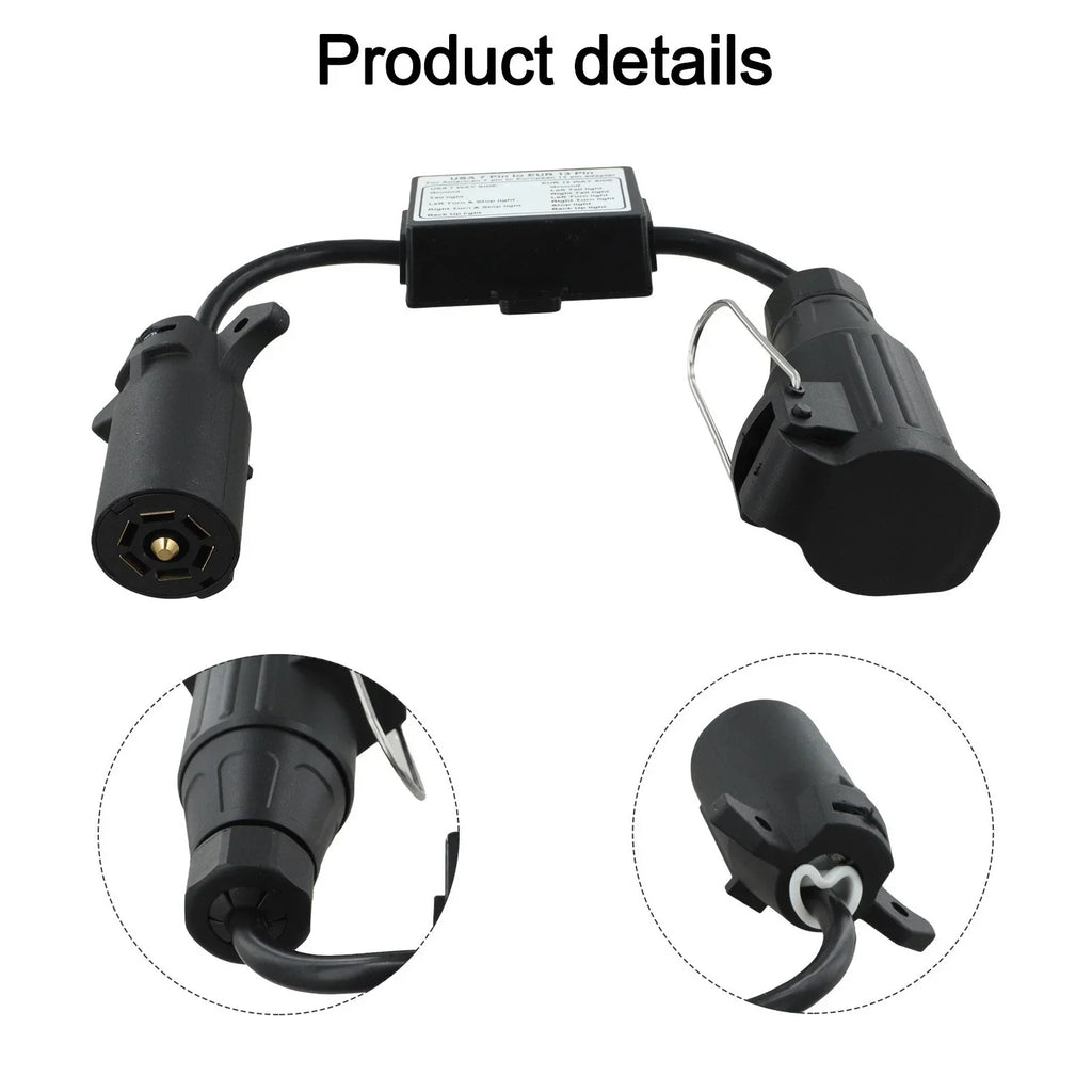 7Way Plug European 13Pin Round Trailer Light-Converter for US Vehicle
