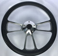 14 Inch Polished Billet 5 Hole Steering Wheel for Black Vinyl Half Wrap