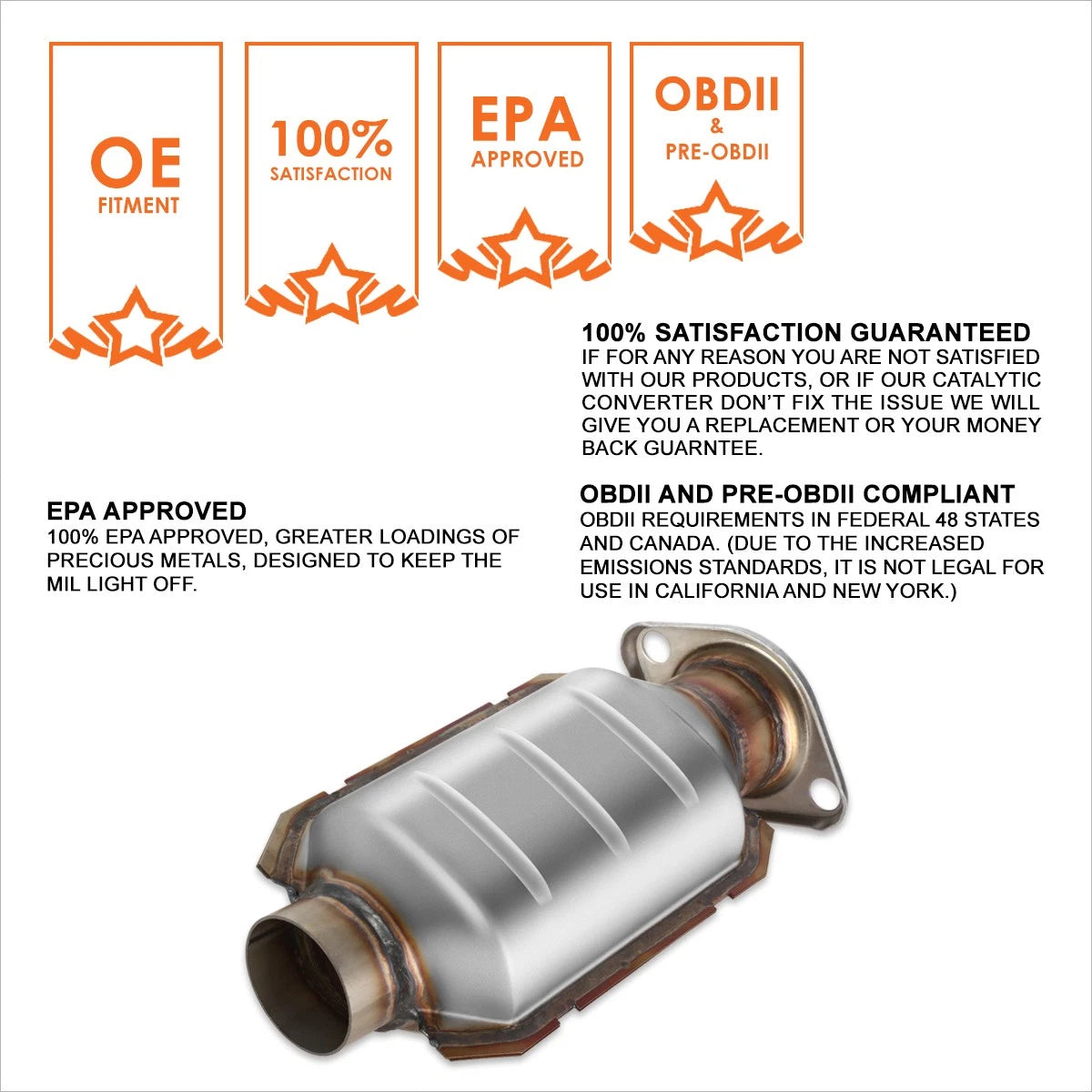 Rear Catalytic Converter Exhaust Manifold Pipe for RX300 Highlander (1999–2003)