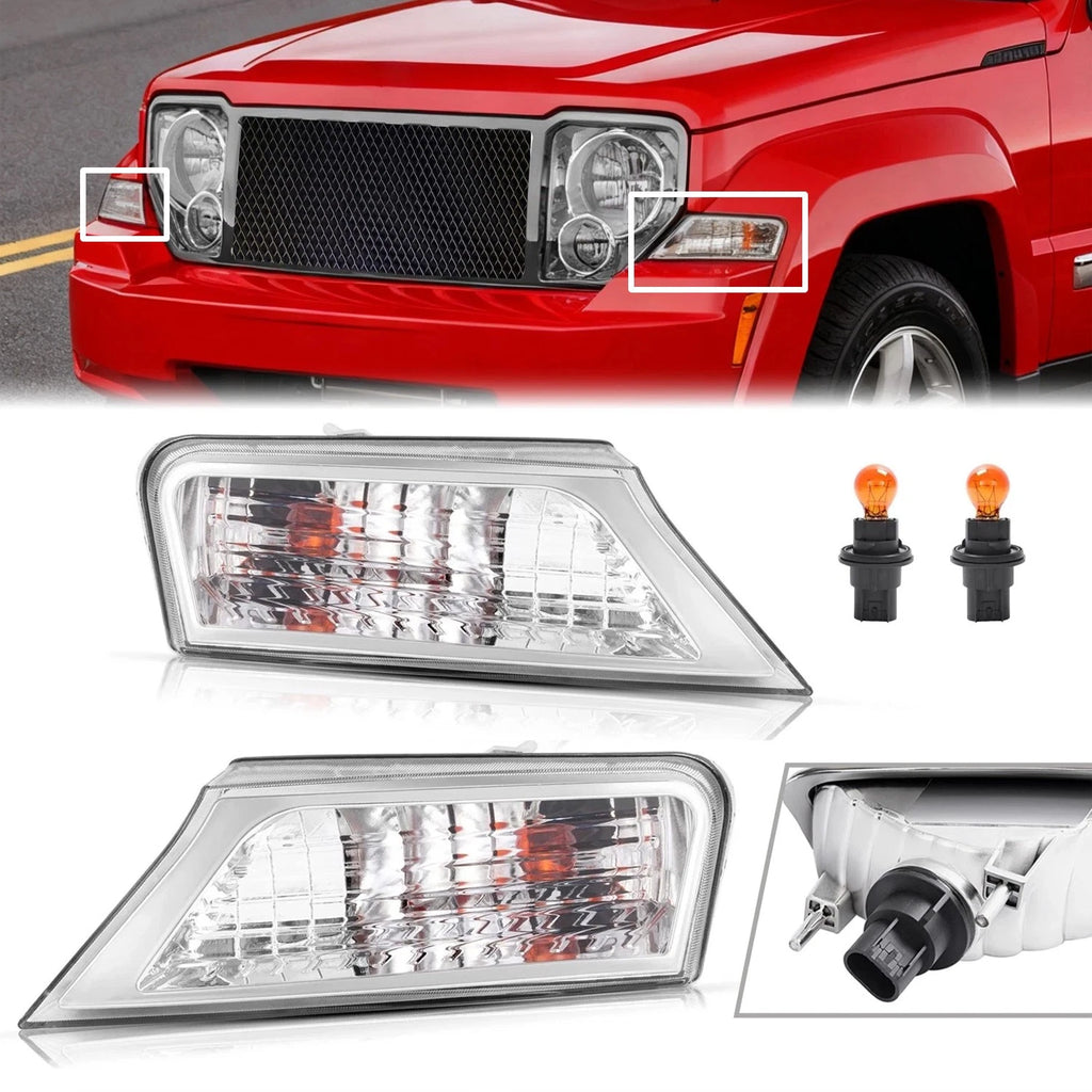 2X Turn Signal Corner Parking Light Clear for Jeep Liberty (2008–2012) W/Bulbs