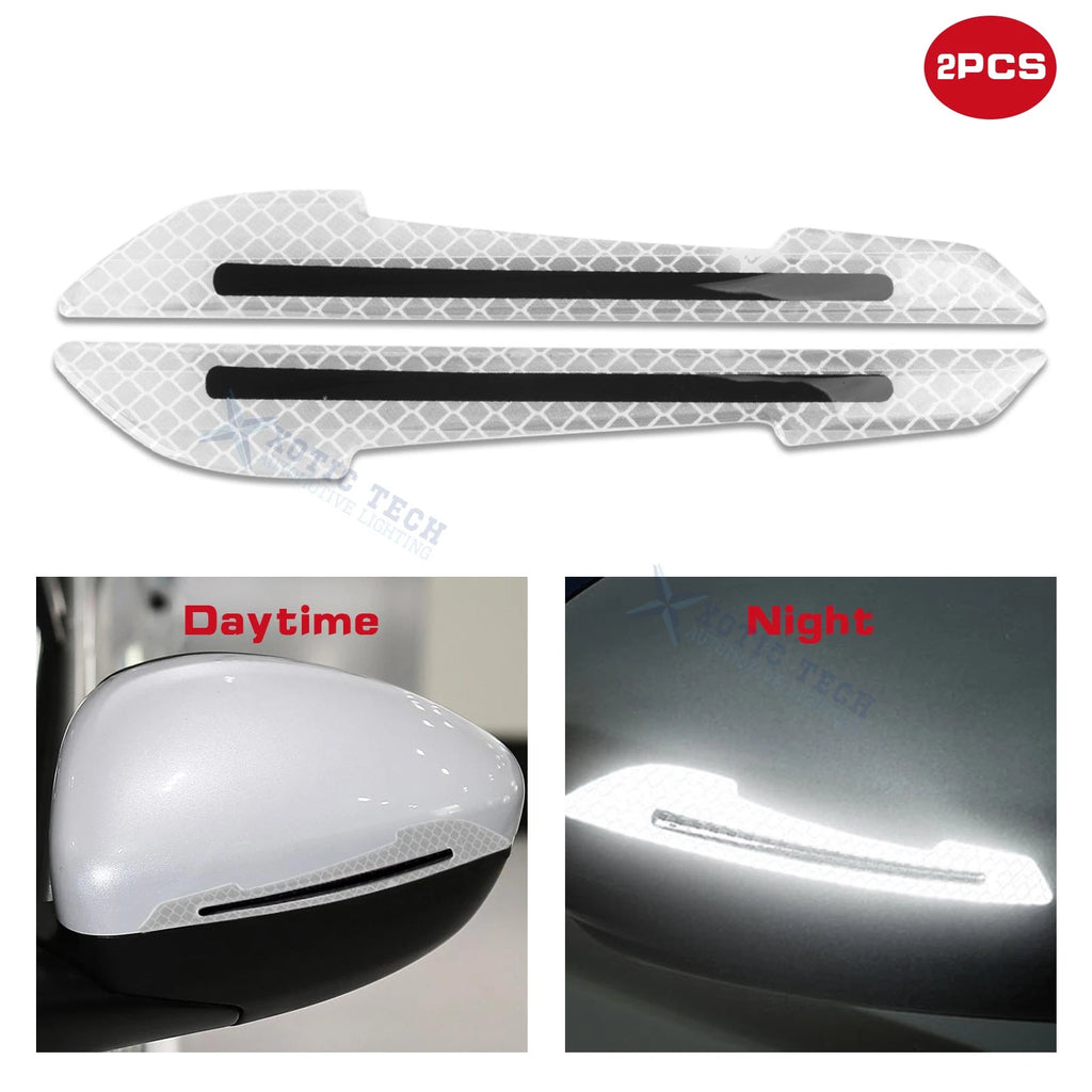 6.1" White Reflective Glow Warning Rearview Mirror Stickers for Cars (Universal)