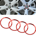 4PCS Red Aluminum Wheel Hub Cap Ring Covers for Audi A4 Q5 TT (2008–2016)