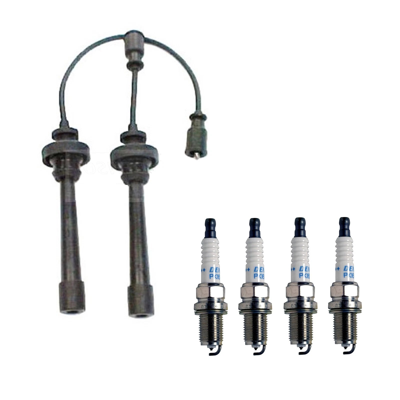 Denso 5mm Wire Set & 4 Double Platinum Spark Plugs for Dodge Mitsubishi L4
