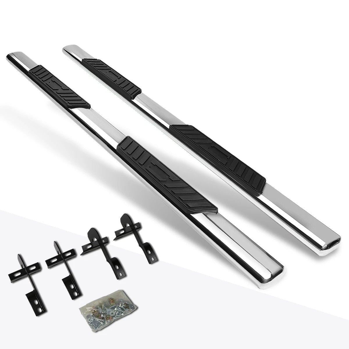 Set of 2 Oval 5" Side Step Nerf Bars for Ford F150 SuperCrew (2004–2008) Chrome