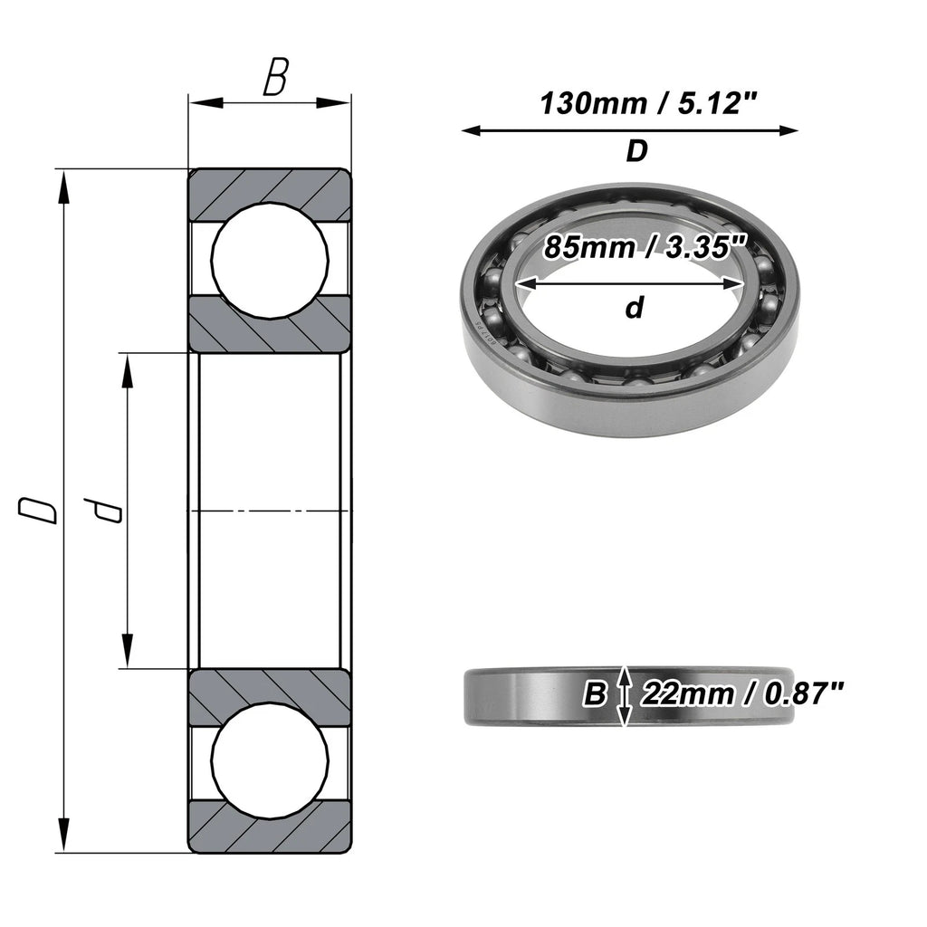 Deep Groove Ball Bearings 85x130x22mm for Scooter Skateboard (6017)