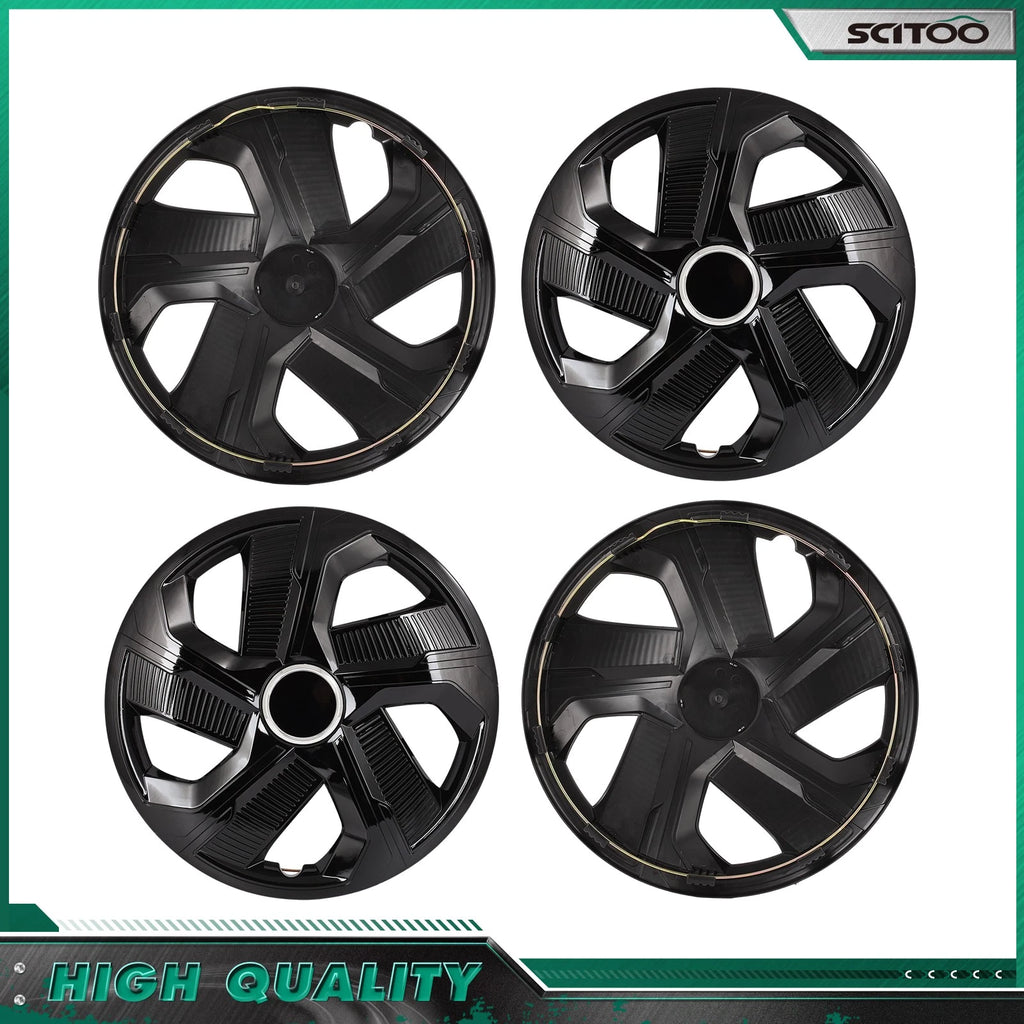 Set of 4 Snap On 15" Black Wheel Covers Hub Caps for R15 Tire & Rim