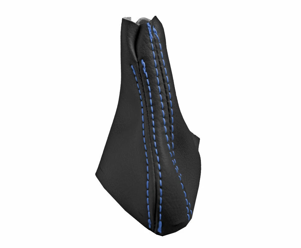Leather Automatic Shift Boot Cover for Volvo XC90 (2003–2014) Black Blue Stitch