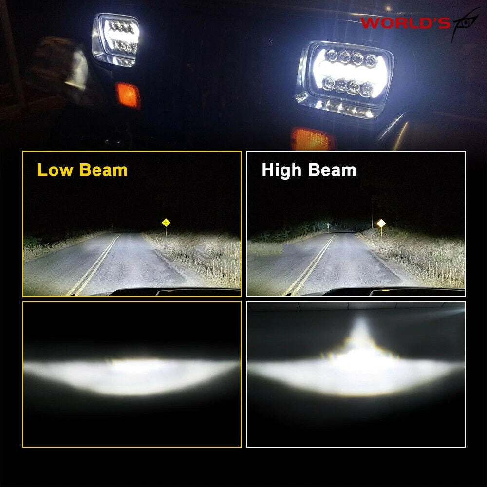 Super White LED Headlight for Jeep Cherokee XJ YJ (5x7'', 7x6'')