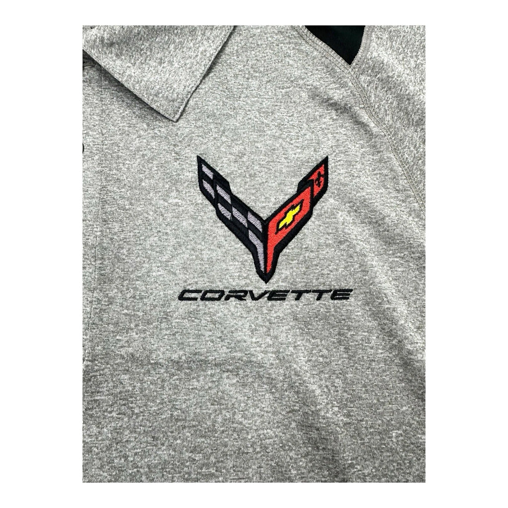 C8 Corvette Polo Shirt Heather Gray Black for Chevrolet Corvette (2020–2024)