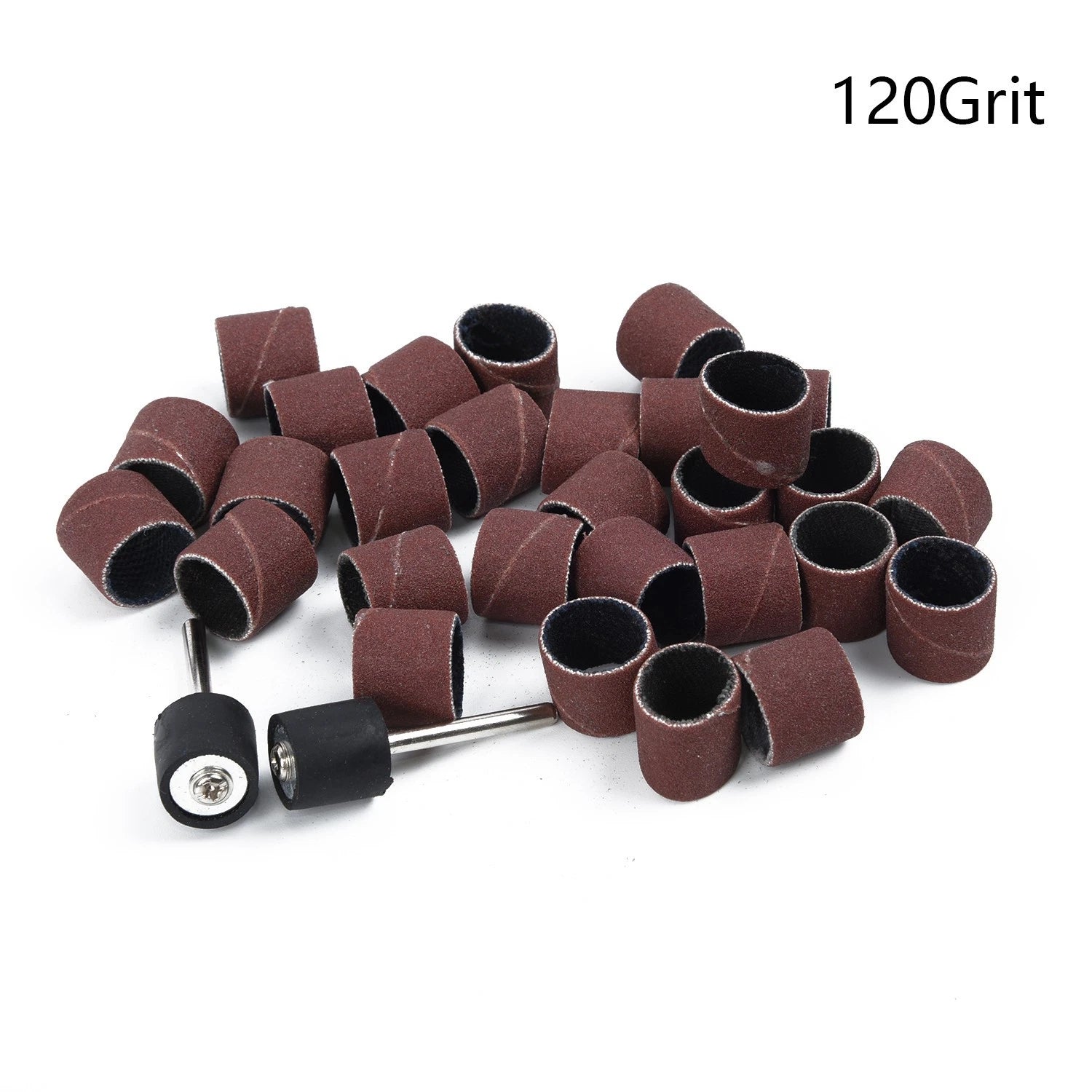 100Pcs 1/2 In Sanding Drum Sleeves 120 Grit + Mandrel for Rotary Tool